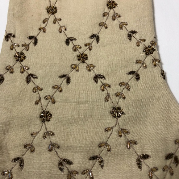 Pottery Barn 2 Linen Cotton Blend Lattice Jewel Christmas Stockings 9 X 19.5 In - Picture 7 of 12